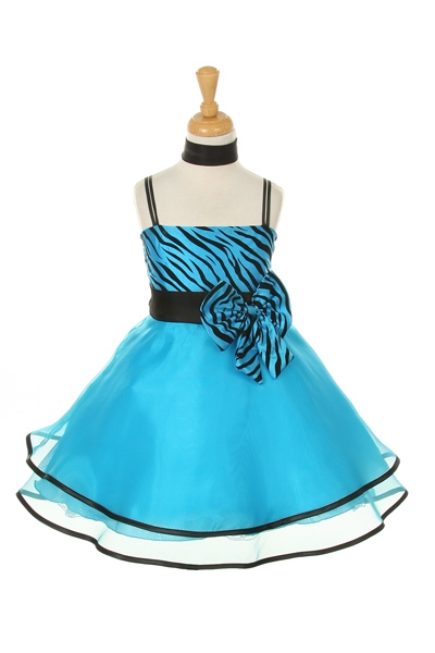 turquoise zebra print kids dresses